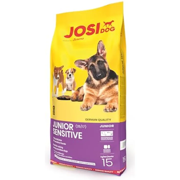 JosiDog Junior Sensitive, Hunde-Trockenfutter für sensible Junghunde, 15 kg, mit Geflügel und glutenfreier Rezeptur