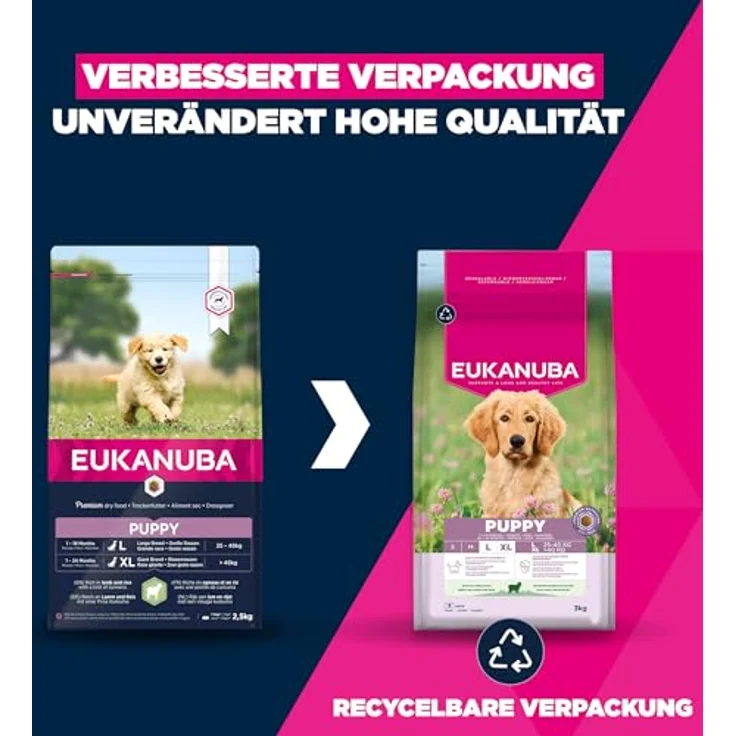 Eukanuba Welpenfutter mit Lamm & Reis, Trockenfutter für große Rassen, 12 kg - für Junior Hunde, mit DHA und Omega-3- und Omega-6-Fettsäuren – Bild 3