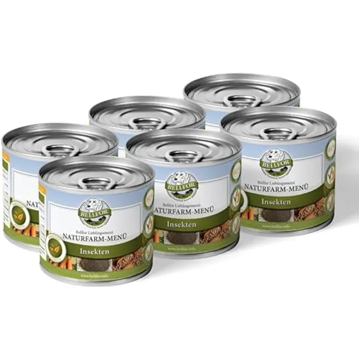Bellfor Naturfarm-Menü, hypoallergenes Hundefutter Nass mit Insekten, Monoprotein, 6x200 g, ohne Getreide & Kartoffeln für kleine Hunde, sensitiv & nachhaltig