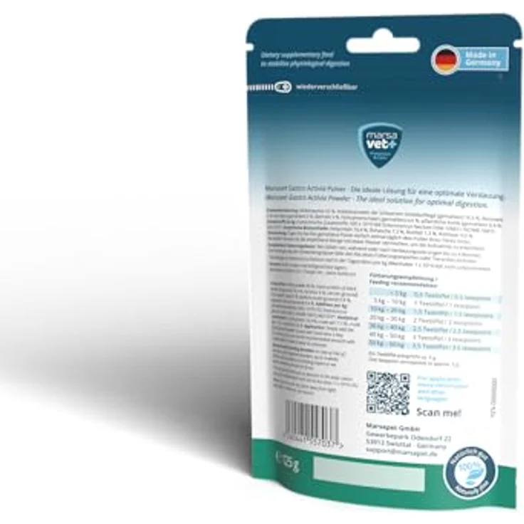 Marsavet Gastro Activia Pulver, Diät-Ergänzungsfuttermittel mit Probiotika & Präbiotika zur Stabilisierung der Verdauung für Hunde und Katzen – 125 g – Bild 3