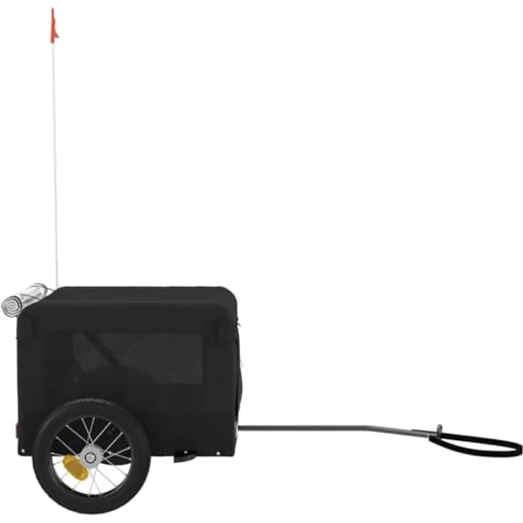 vidaXL Hunde-Transportbox Fahrradanhänger Hunde Schwarz Oxford-Gewebe Eisen, Robuster Rahmen & Komfortables Design, Schwarz – Bild 8