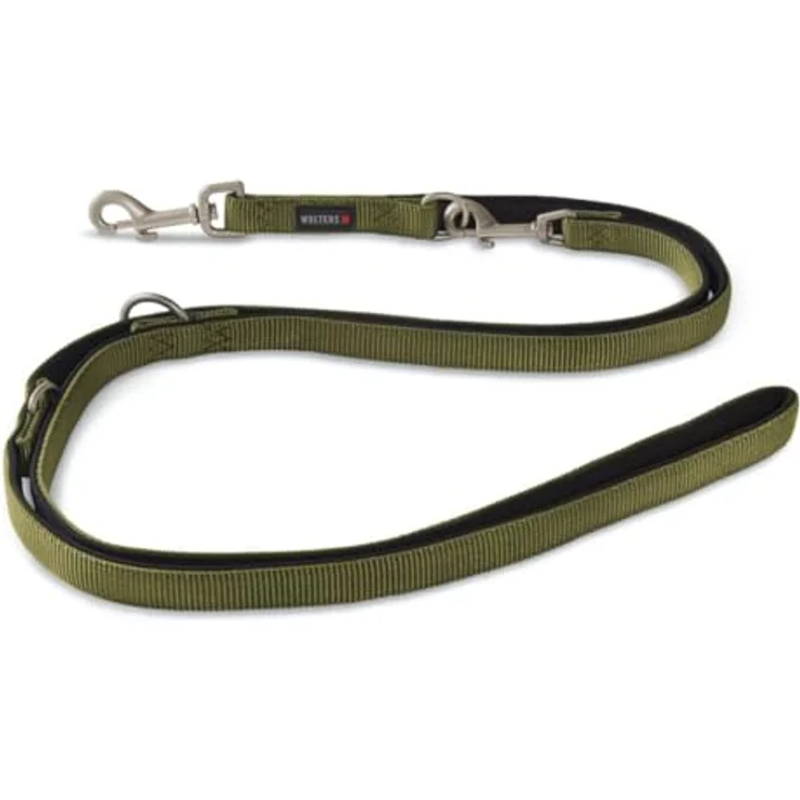 Wolters Hundeleine Professional Comfort, 2 Meter lange Leine aus nylon/neopren, olive/schwarz, dreifach verstellbar und waschbar – Bild 2