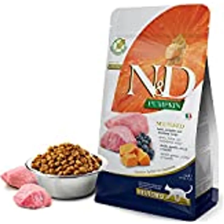 Farmina N&D Pumpkin Adult Pellets Katzenfutter, Trockenfutter mit Lamm und Heidelbeere, 1,5 kg, für kastrierte Katzen mit niedrigem glykämischen Index
