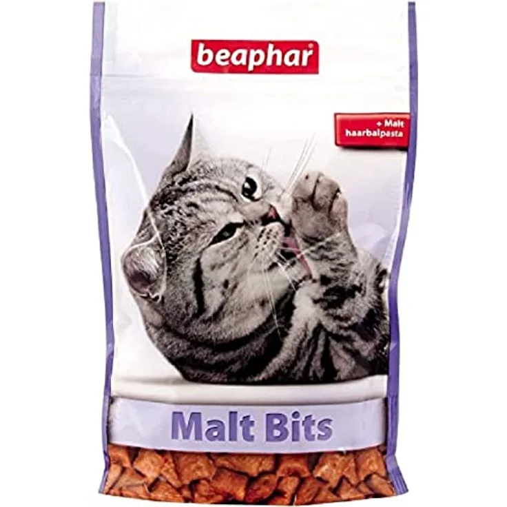 Beaphar Malt Bits, Katzensnacks zur Unterstützung des Abgangs verschluckter Haare, 150 g пак