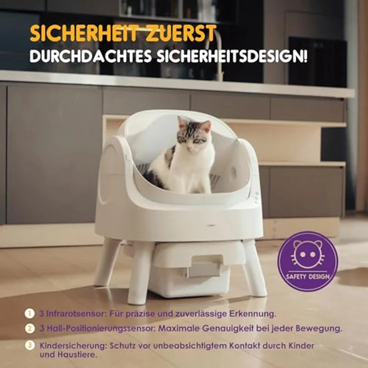 PetPivot Selbstreinigende Katzentoilette, Offenes Design mit 7,9L Streubehälter, Automatischer und Manuellem Modus, Ideal für Große Katzen und Mehrkatzenhaushalte – Bild 4