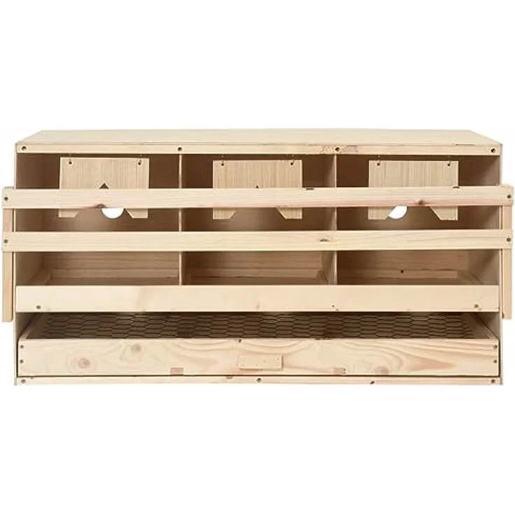 vidaXL Legenest Hühnernest 3 Fächer 72 x 33 x 38 cm Massivholz Kiefer – Bild 7