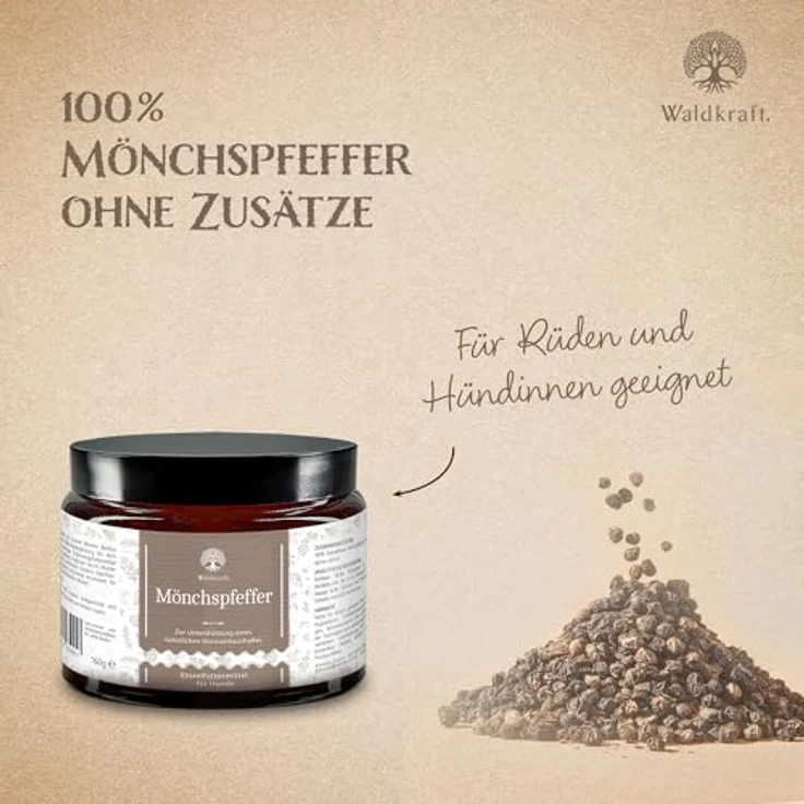 Waldkraft Mönchspfeffer für Hunde, 3er Nachfüllpack 100% Vitex Agnus-castus Pulver zur Unterstützung der natürlichen Hormonbalance, 3X 200g – Bild 4