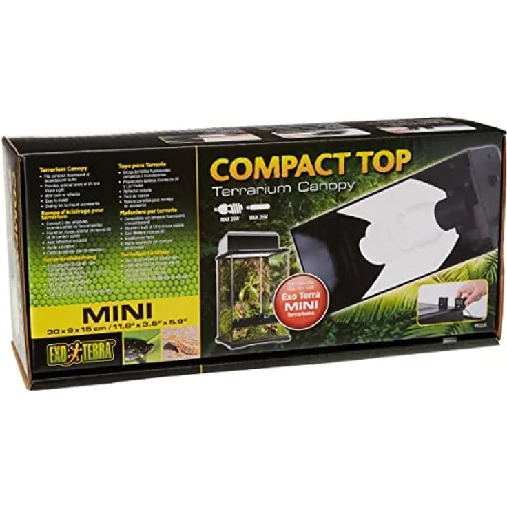 Exo Terra Compact Top, Terrarienabdeckung Mini für 1 E27 Lampe, mit Hochleistungs-Reflektor, 30 x 9 x 15 cm