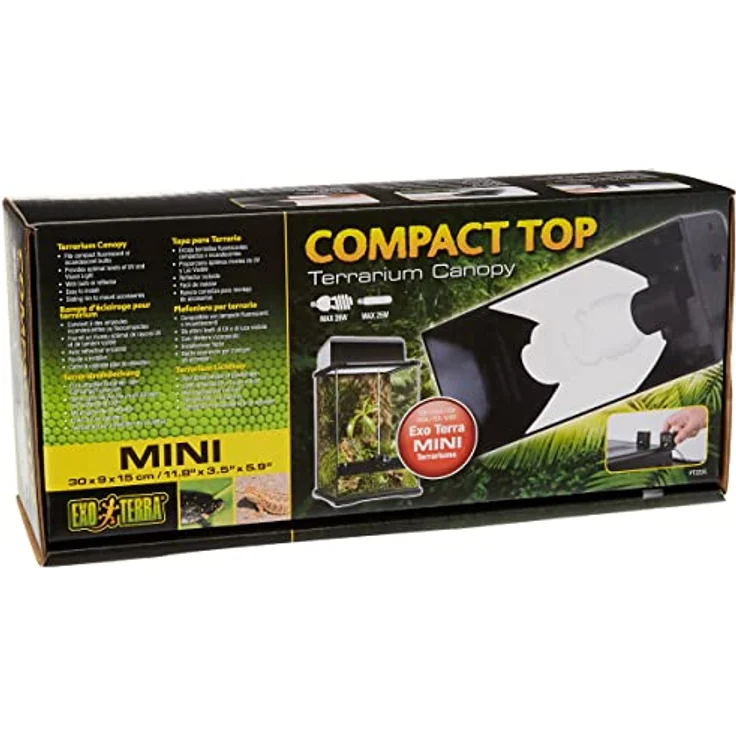 Exo Terra Compact Top, Terrarienabdeckung Mini für 1 E27 Lampe, mit Hochleistungs-Reflektor, 30 x 9 x 15 cm – Bild 1