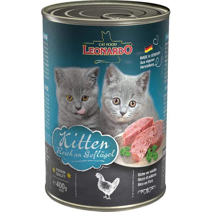 Leonardo Katzenfutter All Meat Sparpaket, 24 x 400 g für Kitten, Getreidefrei, reich an Seefisch, Kaninchen, Geflügel und Leber, ohne künstliche Zusatzstoffe, hergestellt in Deutschland