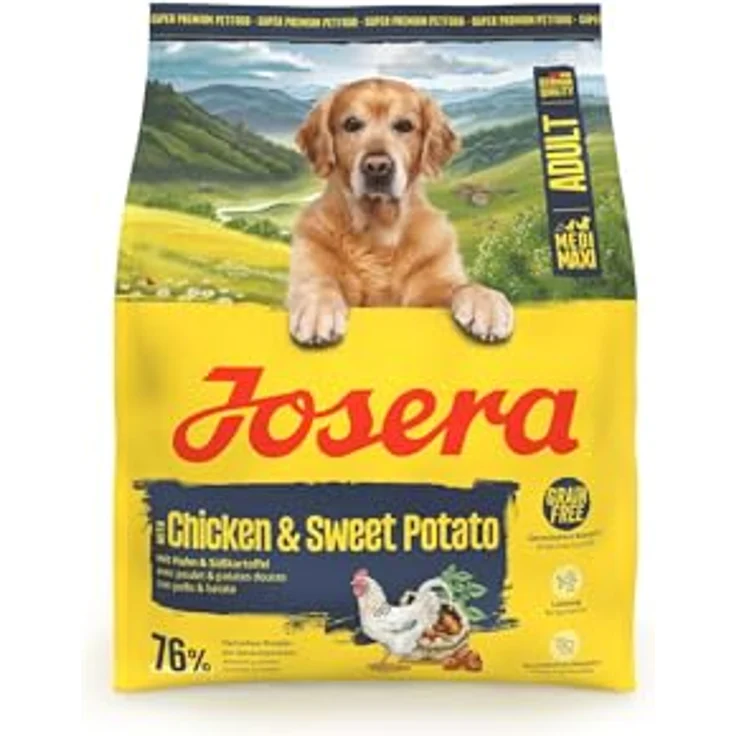 Josera Adult Huhn & Süßkartoffel, Premium Trockenfutter für Hunde mittlerer & großer Rassen, getreidefrei, 900 g – Bild 1
