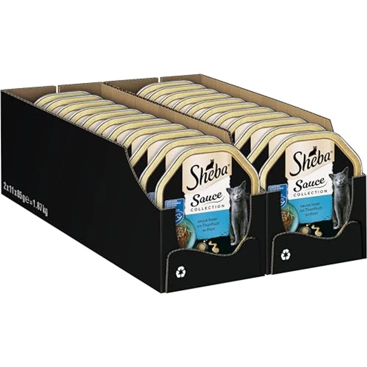 Sheba Sauce Collection, Nassfutter für Katzen mit Thunfisch, MSC-zertifiziert, 2 x 11 x 85g