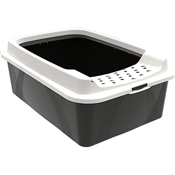 Rotho MyPet Bonnie Katzenklo mit Top-Eingang, Kunststoff (PP recycelt), schwarz/weiss, M, M (57,2 x 39,3 x 20,9 cm) – Bild 1