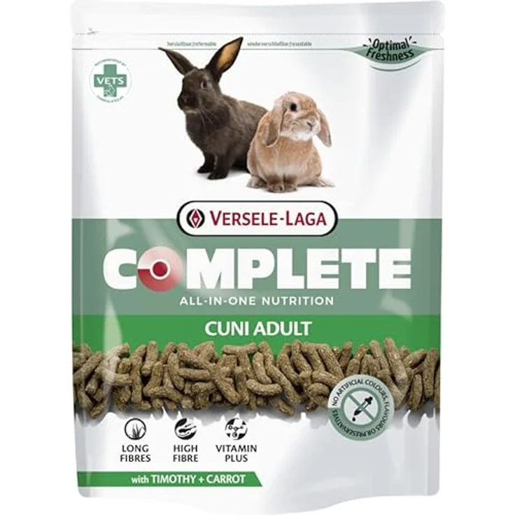 Versele-Laga Complete Cuni Adult, Alleinfuttermittel für ausgewachsene Kaninchen, 2 x 500 g, Schmackhafte All-in-one Pellets mit langen Fasern und Kräutern – Bild 2