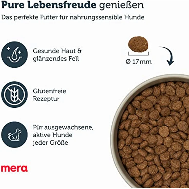 MERA Pure Sensitive Insect Protein Hundefutter (4kg), Hypoallergenes Trockenfutter mit Insektenprotein für sensible Hunde, mit Lachsöl und Leinsaat – Bild 1