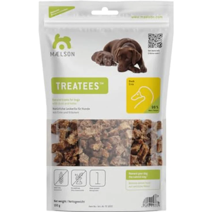 Maelson Treatees Ente Hundeleckerlis, 100 g - 100% natürliche, getreidefreie Monoprotein-Hundeleckerlis, hergestellt in Deutschland – Bild 1