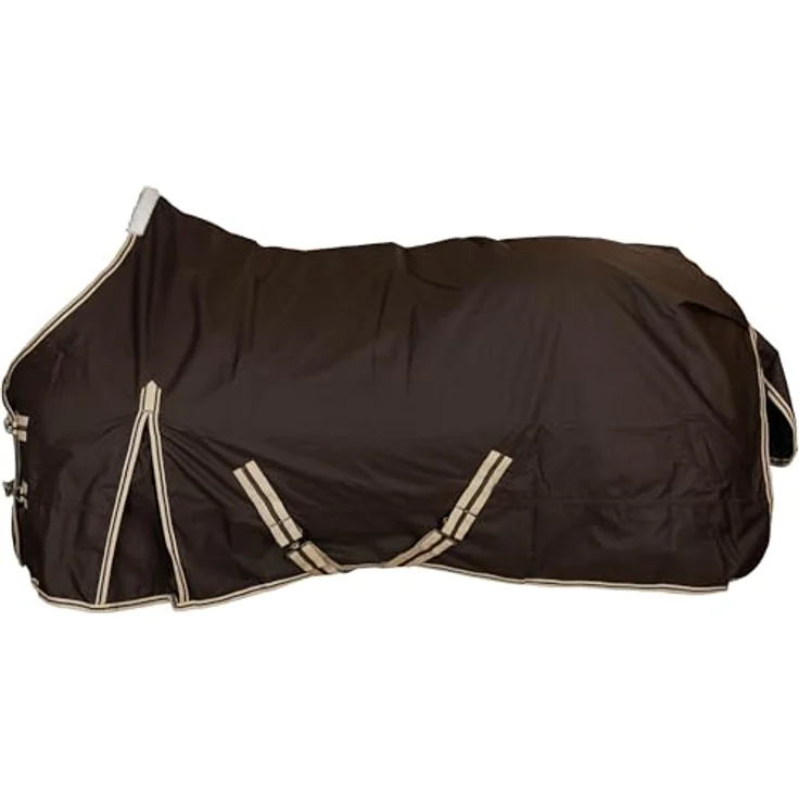 RL24 Winterdecke Weidedecke 600D Basicline, atmungsaktive, wind- & wasserdichte Outdoordecke mit Innenfutter & Kreuzbegurtung, Dunkelbraun, 145cm (200g/m² Füllung) – Bild 2