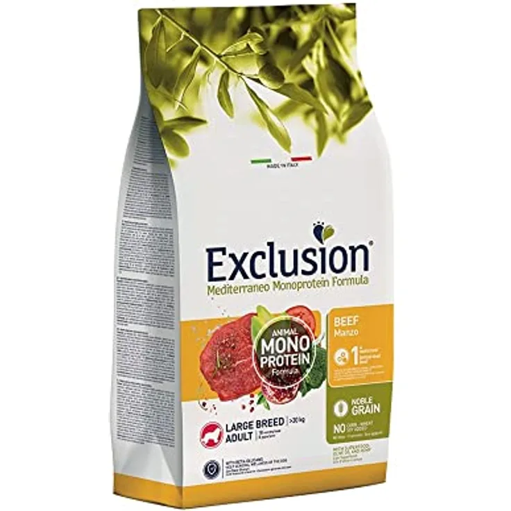Exclusion Mediterraneo Noble Grain Adult Trockenfutter für Hunde, Rind, 12 kg, Monoprotein für große Rassen