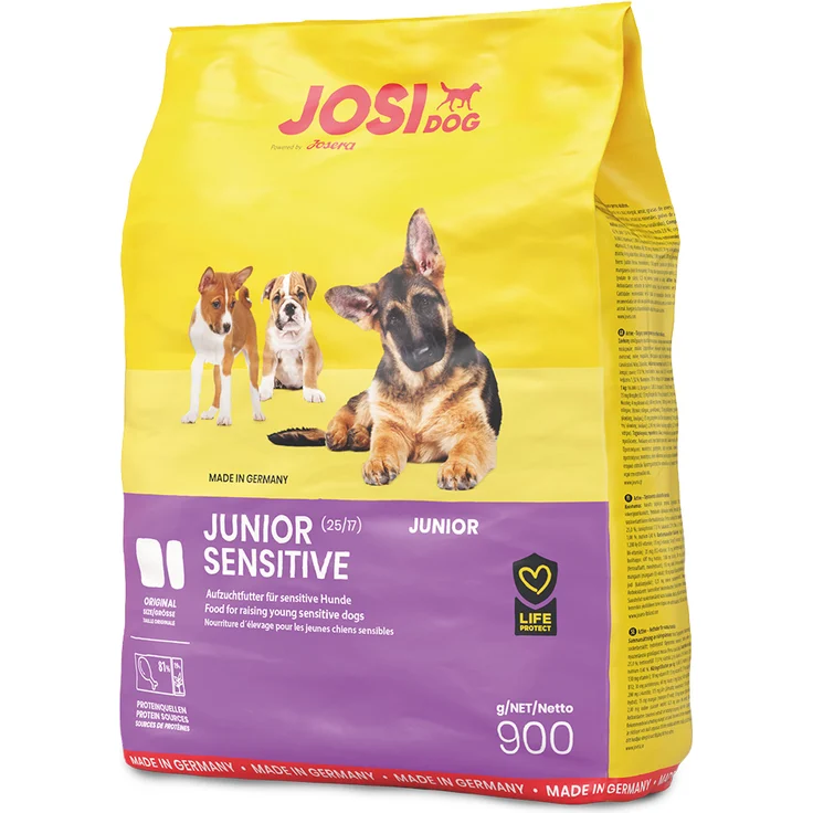 JosiDog Junior Sensitive, Hunde-Trockenfutter für sensible Junghunde ab 8 Wochen, 900 g, mit Geflügel und glutenfreier Rezeptur