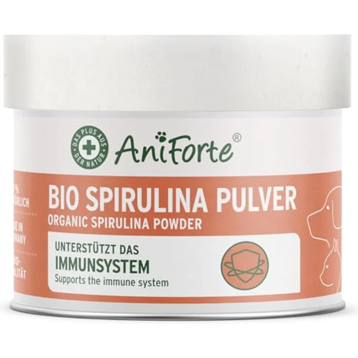 AniForte Bio Spirulina Pulver für Hunde & Katzen 250g, unterstützt Haut & Fell, Immunsystem, biologische Herstellung, laborgeprüft – Bild 1