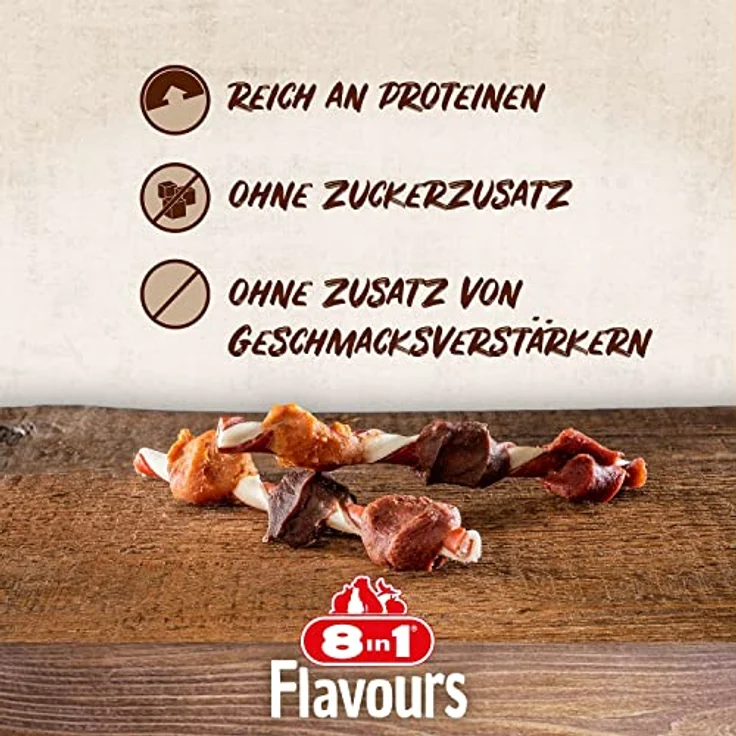 8in1 Triple Flavour Skewers, Hundesnacks im Sparpaket mit 3 x 113 g (18 Stück), mit Hähnchen, Ente und Leber, ideal zur Zahnsteinprophylaxe – Bild 5