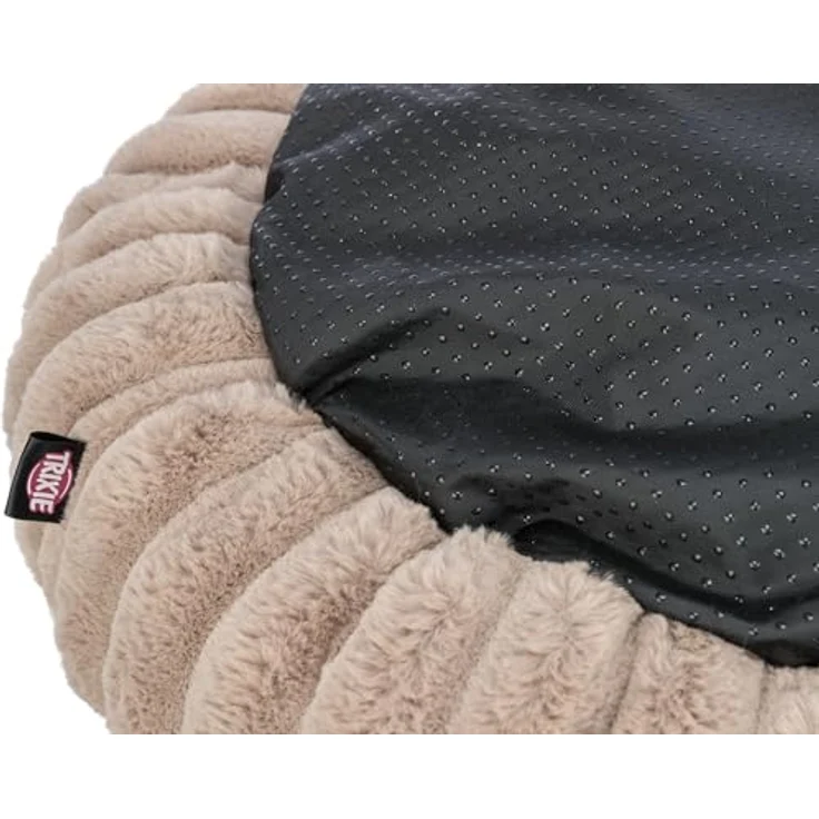 TRIXIE Tierbett Bett Lonni rund hellbraun für Hunde mit fest integriertem Kissen und abnehmbarem Bezug – Bild 5
