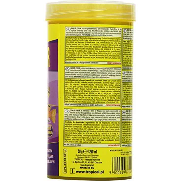Tropical Cichlid Color, Proteinreiches Flockenfutter für Cichliden, 250 ml mit natürlichen Carotinoiden – Bild 3