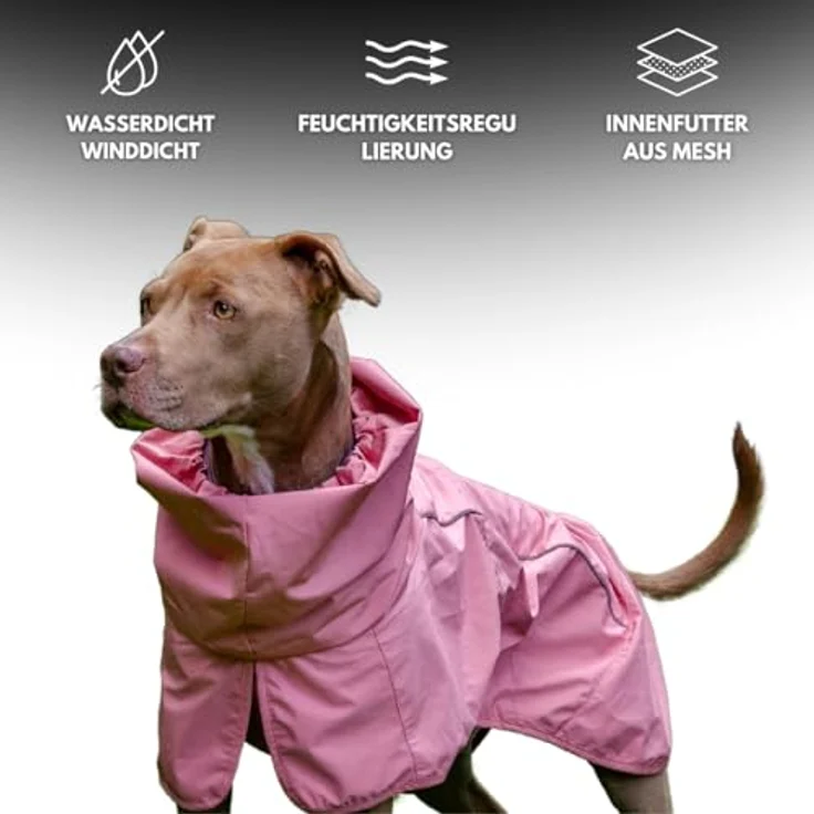 Spark Paws Hunderegenmantel, wasserdichte Winddichte Regenjacke, atmungsaktiv mit vollständigem Körperschutz, reflektierend - Sea Pink, L – Bild 4