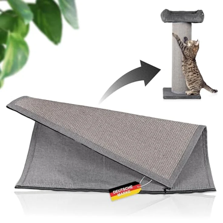 Rohrschneider Kratzbaum Frieda XXL, stabile Kratztonne mit tauschbaren Kratzmatten, waschbarem Cordbezug in dunkelgrau, für große, mittlere und kleine Katzen – Bild 1