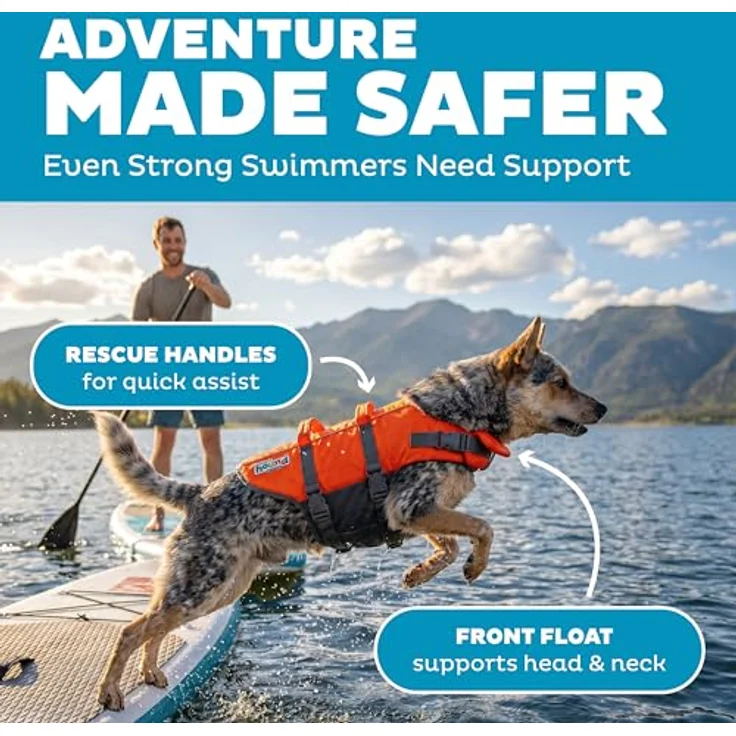 Outward Hound Kyjen 22020 Ripstop Quick Release Rettungsweste für Hunde, verstellbar, Größe M, orange mit reflektorierenden Akzenten und Griff für schnelle Rettungsaktionen – Bild 2