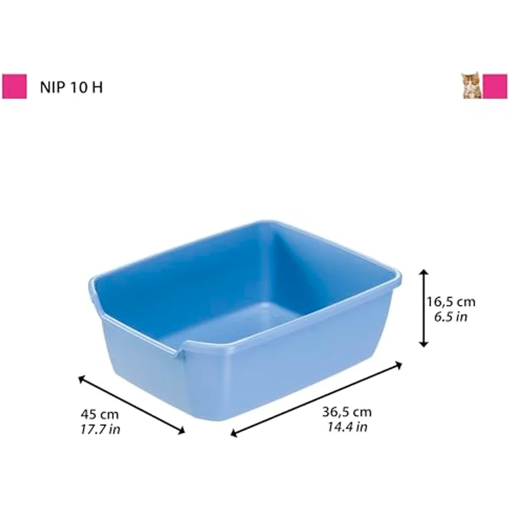 Ferplast Nip Katzenklo, offene Katzentoilette mit hohem Rand, leicht zu reinigen, aus robustem Kunststoff, L 46 x B 36 x H 16 cm, verschiedene Farben verfügbar – Bild 2