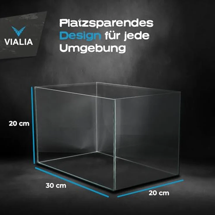 VIALIA Aquarium 12 Liter, Glasbecken 30x20x20 cm, stoßfest verklebt, diamantgeschliffene Kanten, kratzfestes Floatglas, ideal für Süß- & Salzwasser, für Fische, Garnelen & Wasserpflanzen – Bild 5