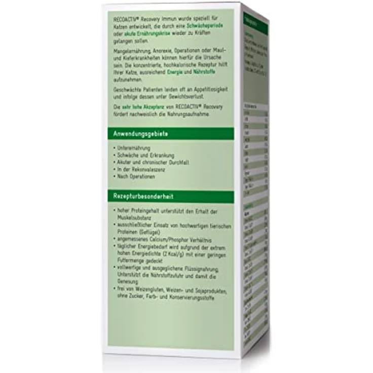 RECOACTIV Recovery Immun, hochkalorisches Diät-Alleinfuttermittel für Katzen, 280 ml zur Gewichtszunahme und ernährungsphysiologischen Wiederherstellung bei Mangelernährung und hohem Energiebedarf – Bild 2