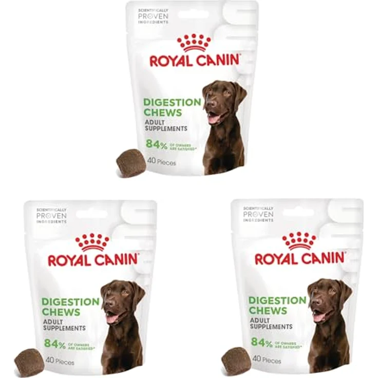 ROYAL CANIN Digestion Chews Adult Supplements, 3er Pack, 3 x 160 g, Unterstützt gesunde Verdauung & Darmflora für adulte Hunde – Bild 1