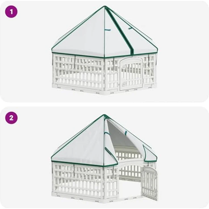 vidaXL Freigehege 6-Panel-Hundespielplatz aus robustem Kunststoff, wetterbeständig und klappbar, Weiß, 122 x 106,5 x 82 cm – Bild 6