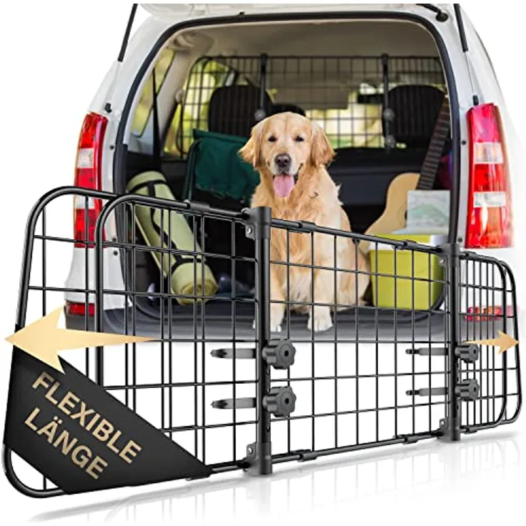 HELDENWERK Universal Kofferraum Trenngitter für Hunde, stufenlos verstellbares Schutzgitter mit Kopfstützen-Befestigung, platzsparendes Design für Kombis, SUVs und Vans