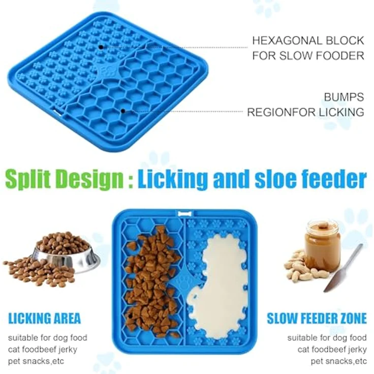 khlerox Premium Schleckmatte Hund, lebensmittelechtes Silikon mit Saugnäpfen für Hundeangst-Linderung, quadratische Leckmatte für Baden, Pflege und Training von Welpen – Bild 5