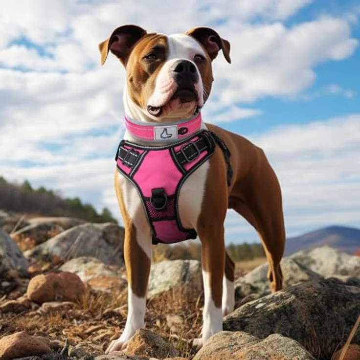 Joytale Gepolstertes Neopren Hundehalsband für Mittelgroße Hunde, Nylon Reflektierend, Leuchtend Rosa, 37-48 cm – Bild 3