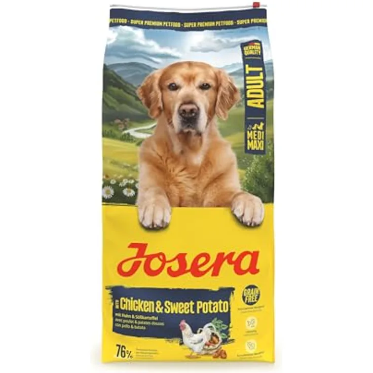 Josera Medi/Maxi Chicken & Sweet Potato, getreidefreies Hundefutter für mittlere und große Rassen, 12,5 kg