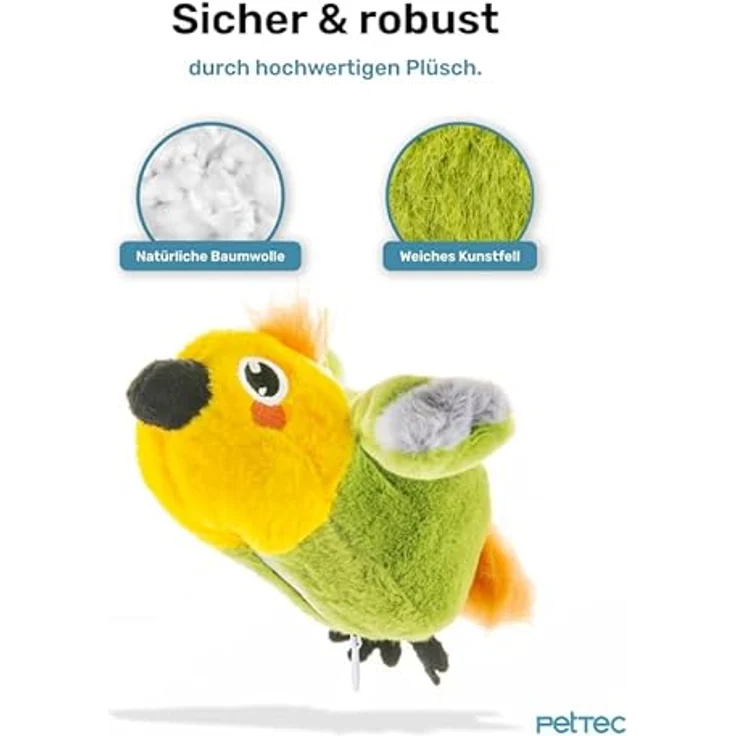 PetTec interaktives Plüschtier für Katzen, Papagei mit beweglichen Flügeln und Katzenminze, für stundenlangen Spielspaß – Bild 5