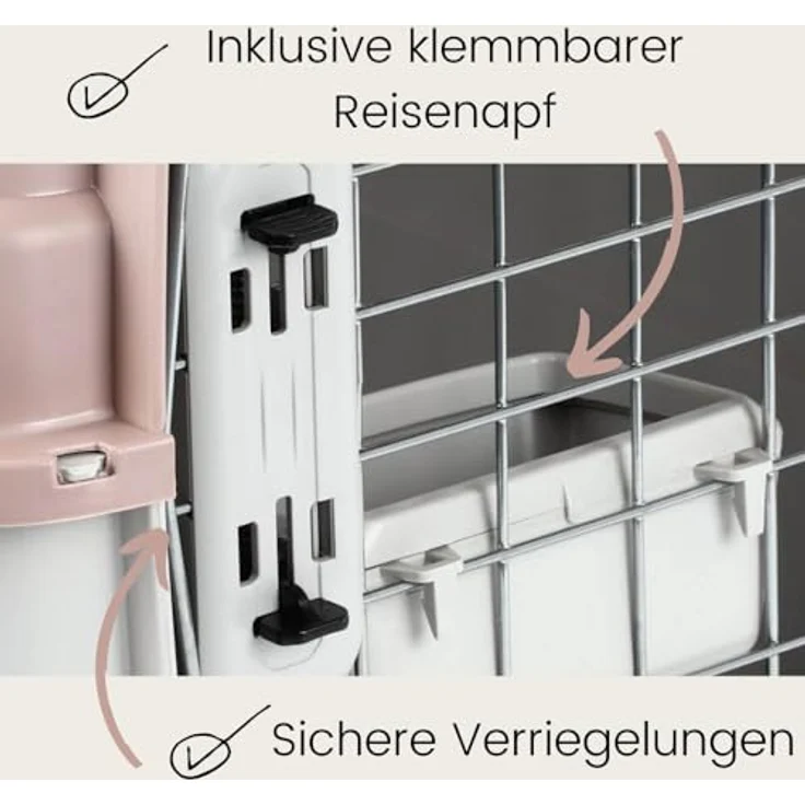 GarPet Hunde-Transportbox 2er Set, IATA-konforme Flugboxen für kleine Haustiere, Mehrfarbig, inklusive Reisenapf – Bild 5