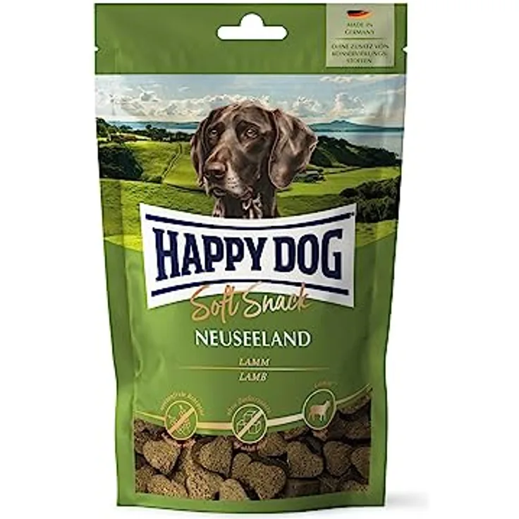 Happy Dog SoftSnack Neuseeland, weizenfreier Hundesnack mit Lamm, 100 g