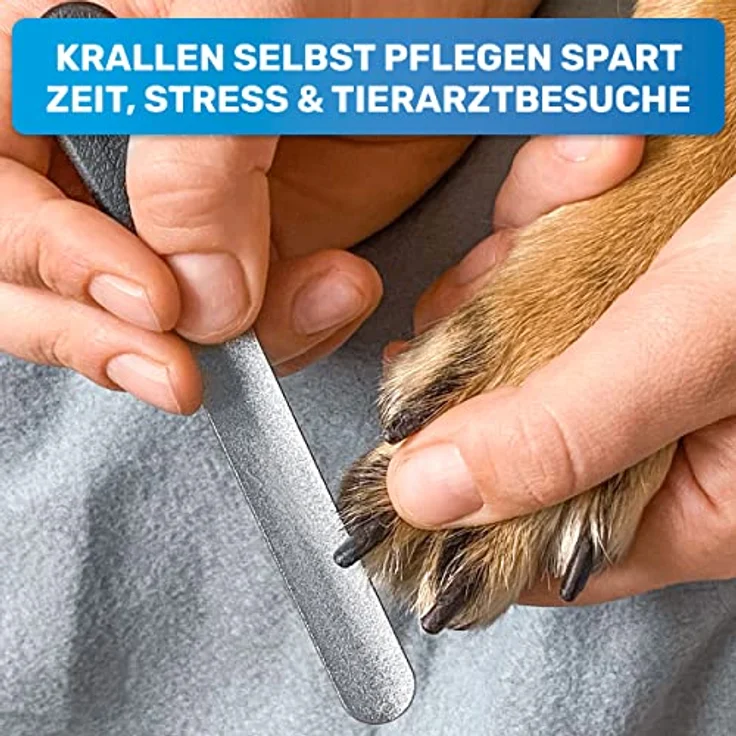 BluePet Krallenfeile für Hunde und Katzen, professionelle Nagelfeile aus rostfreiem Stahl, grob & fein, ergänzende Krallenpflege für alle Haustiere – Bild 5