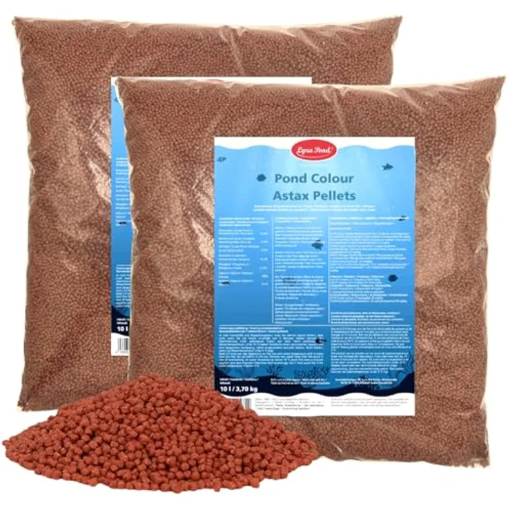 Lyra Pond® 2 x 10 L (7,4 kg) Pond Colour Astax Koi Pellets, proteinreiches Fischfutter mit Astaxanthin für kräftige Farben
