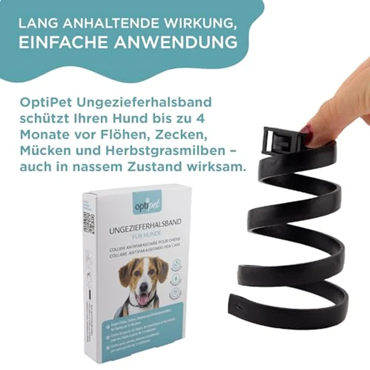 OptiPet 2X Ungezieferhalsband, 4 Monate Schutz gegen Zecken, Flöhe und Milben, für Hunde ab 12 Wochen, 65 cm – Bild 4
