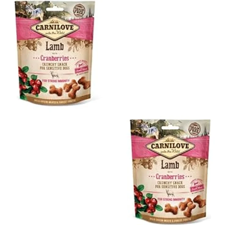 CARNILOVE Crunchy Snack Lamb with Cranberries, Doppelpack 2 x 200 g, getreidefreier Hundesnack ohne Zuckerzusatz, auch für nahrungsempfindliche Hunde – Bild 1