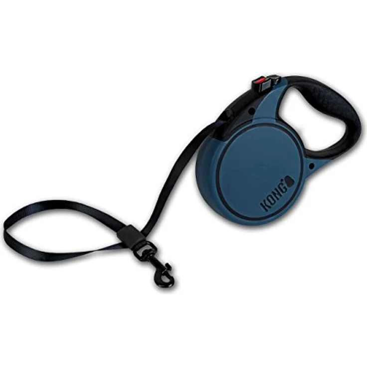 KONG ausrollbare Hundeleine, 5m für kleine Hunde bis 20kg, Größe S, hochwertige Rollleine mit Break & Lock System, blau, komfortabler Softgriff & reflektierender Gurt – Bild 1