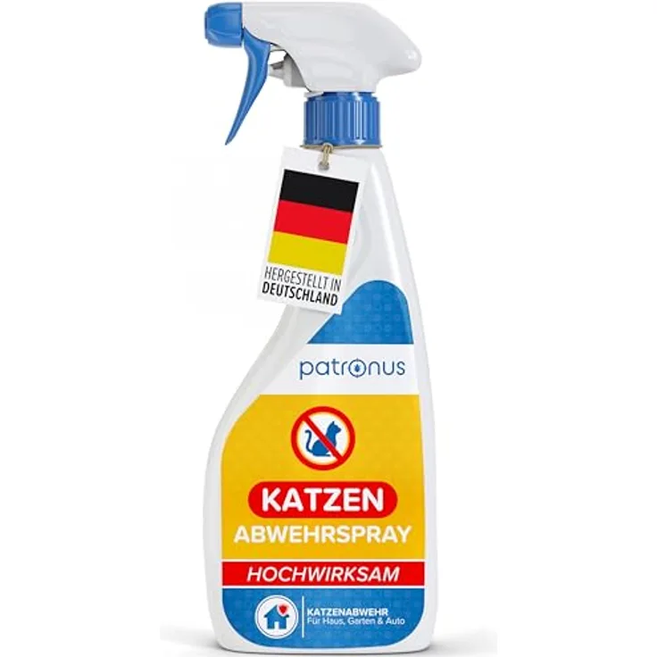 Patronus Katzen-Abwehrspray 500ml, hochwirksames Fernhalte-Spray gegen Urinieren & Kratzen - 100% natürliche Inhaltsstoffe, auch für Außenbereich