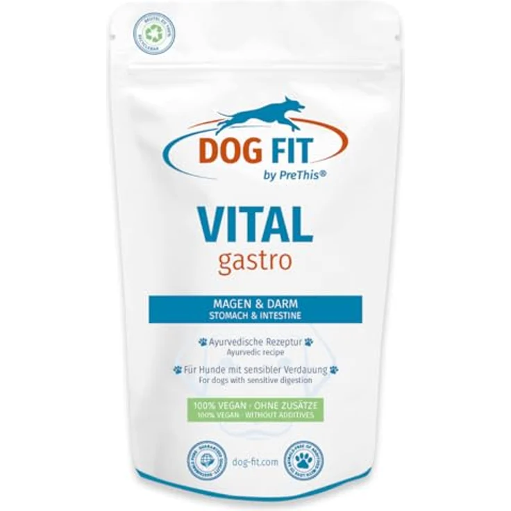 DOG FIT by PreThis® VITAL Gastro, natürliche Ergänzung für harmonische Verdauung beim Hund mit Bio Topinambur, Ashwagandha & Neem, vegan, 80 g – Bild 1