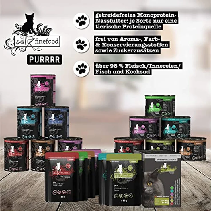 catz finefood Purrrr Hirsch Monoprotein Katzenfutter nass N° 121, 70% Fleischanteil, für ernährungssensible Katzen, 6 x 200g Dose – Bild 4